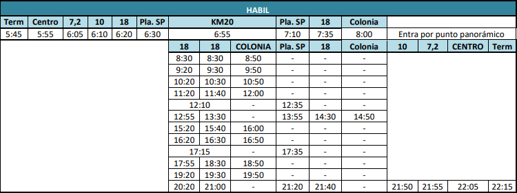 Horarios de Linea 1313